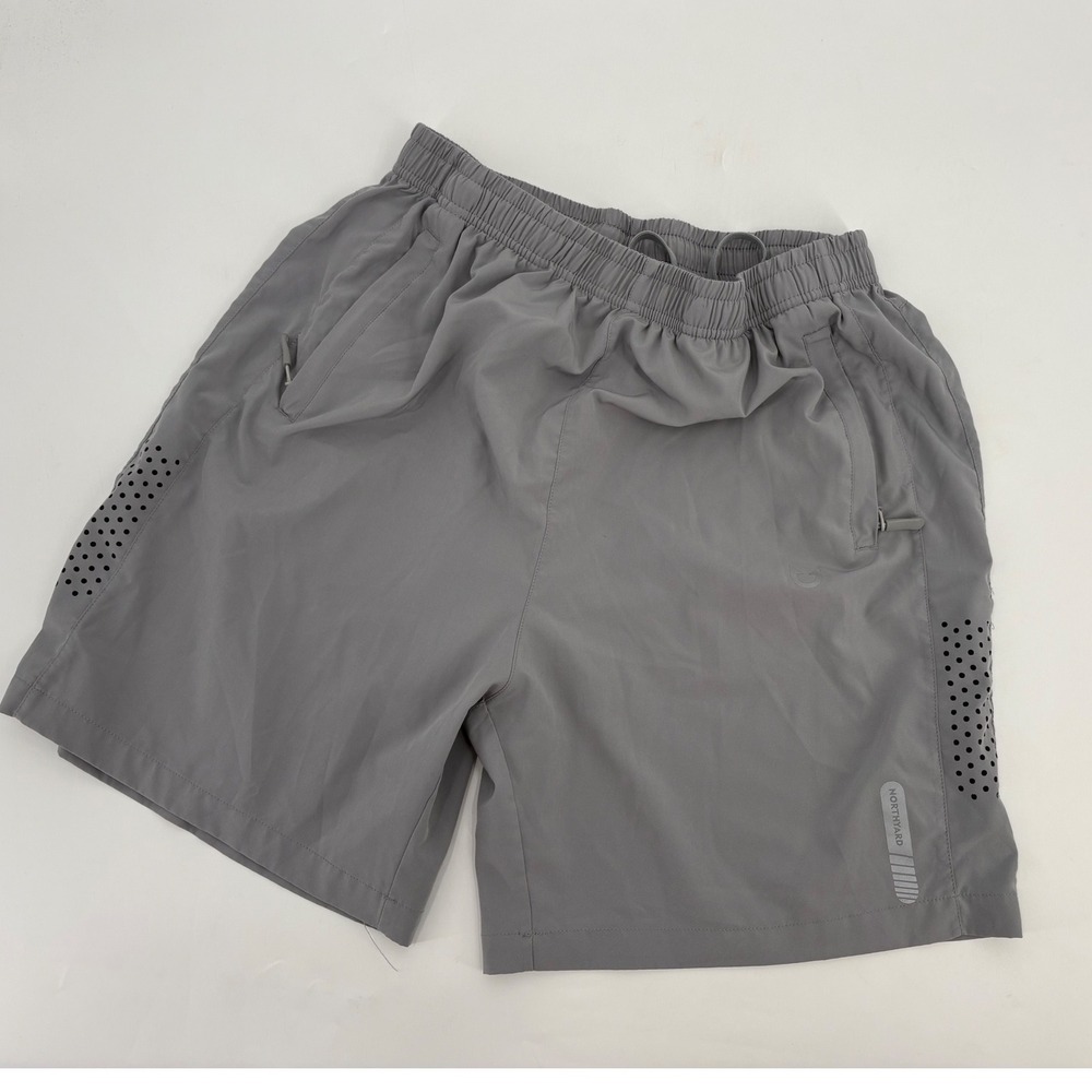 Northyard Mens Athletic Shorts Gray Size Large Zipper Pockets Running Training
